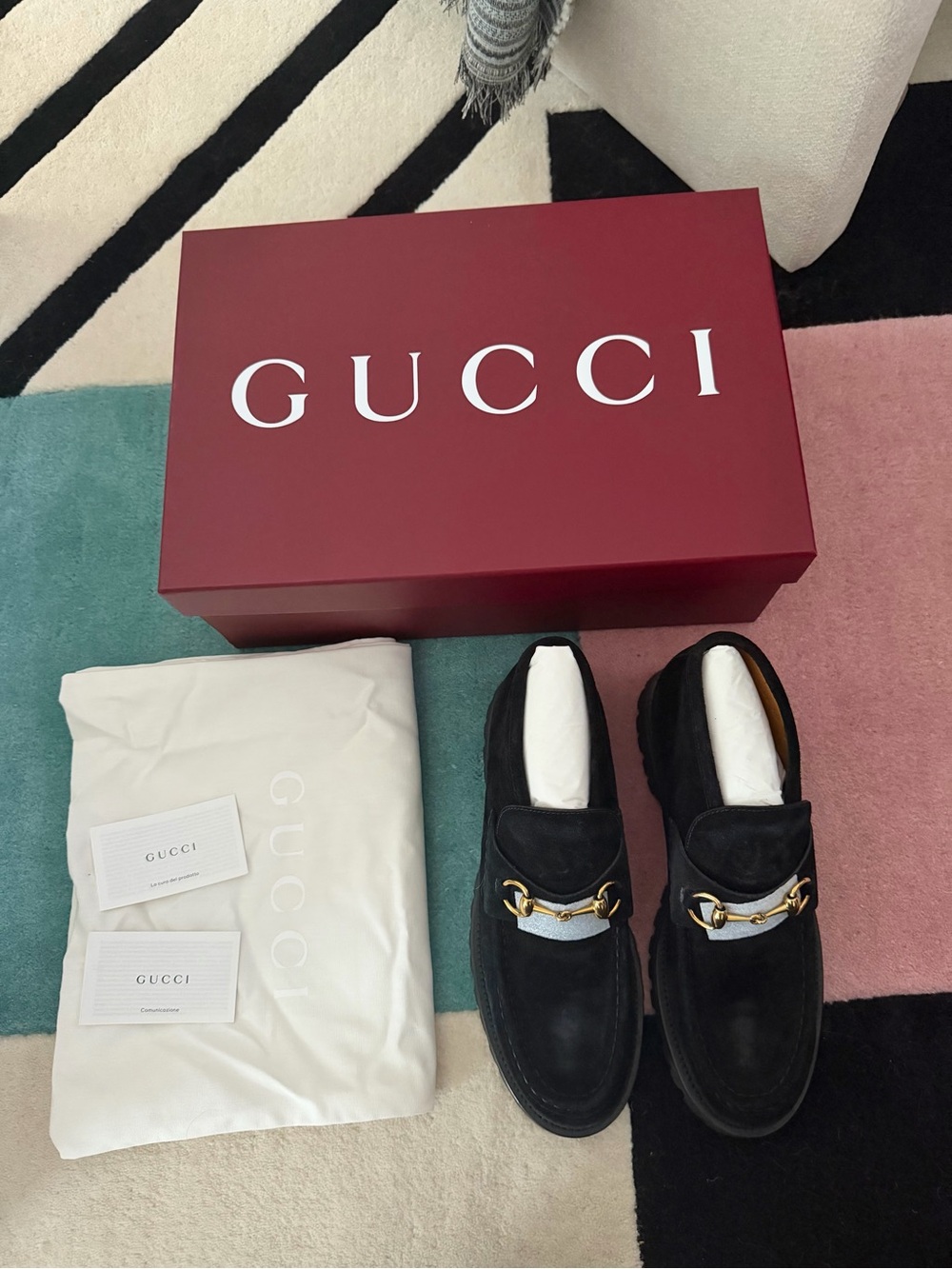 Gucci Black Suede Horsebit Bootie